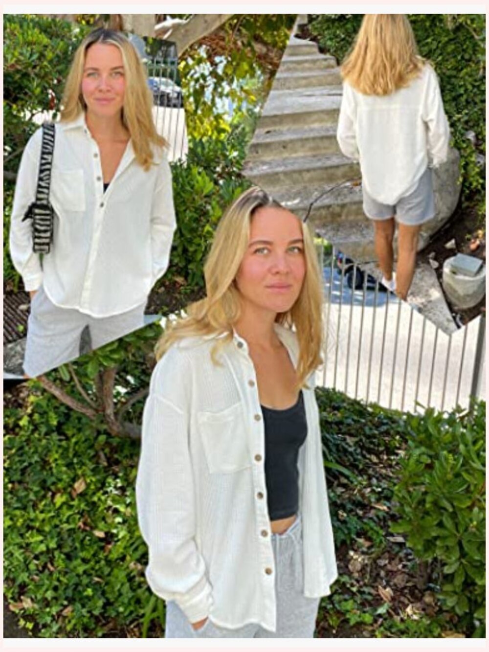 Waffle Knit Button Down Shirt Women Casual Long Sleeve Lightweight Dressy Work - Picture 2 of 7